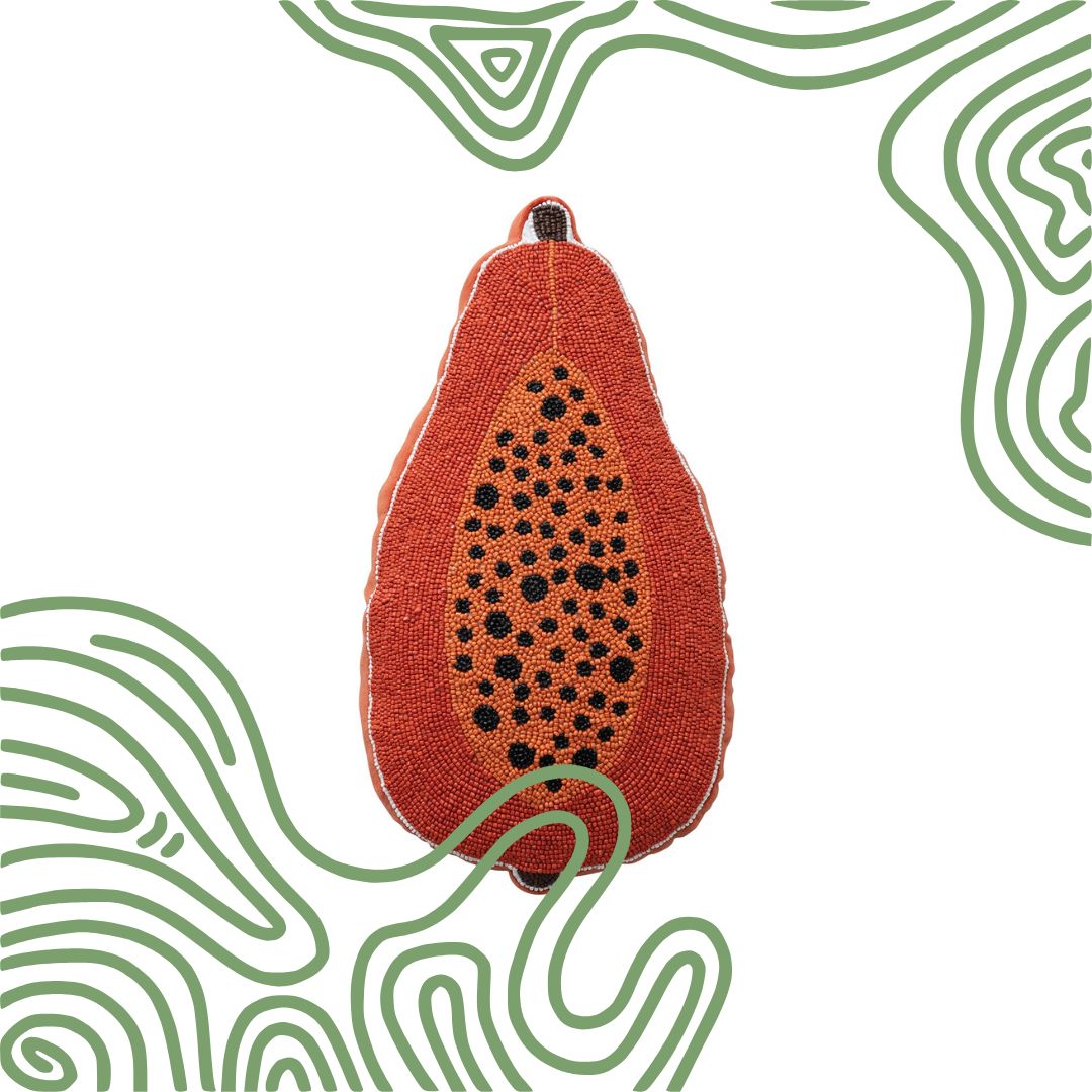 Papaya/Papaya Beaded Pillow
